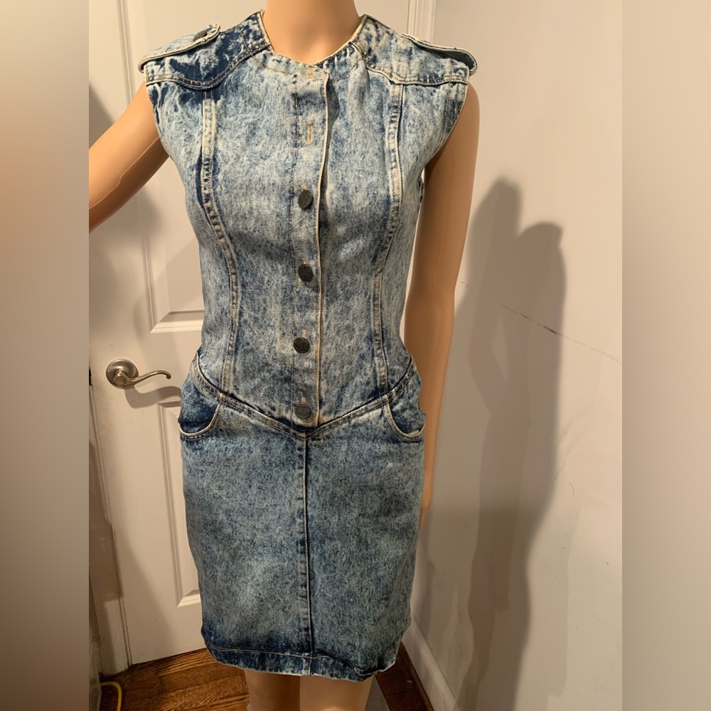 Sleeveless Blue Denim Midi Dress